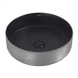 Раковина накладная ABBER BEQUEM 40х40х12 AC2109BS, круглая, черная матовая с серебром