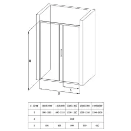 Душевая дверь Loranto 140 CS-AB03B-140, профиль черный матовый, стекло Прозрачное