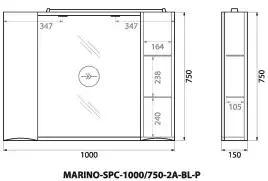 Зеркало-шкаф BelBagno MARINO-SPC-1000/750-2A-BL-P  Bianco Lucido