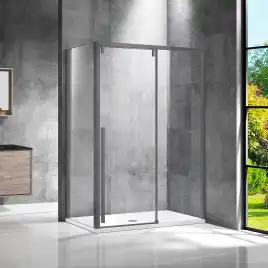 Душевой уголок Vincea Lugano 130х100 VSR-1L1013CLGM-1, дверь раздвижная, профиль вороненая сталь, стекло прозрачное