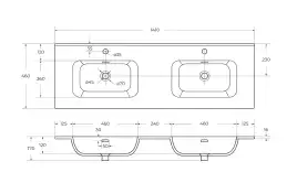 Керамическая раковина с двумя чашами CEZARES CZR-8095-140-2