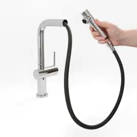 Смеситель для кухни AVS PureRiver 837-160-CR, Г-образный выдвжной излив, хром