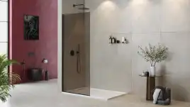 Душевая перегородка универсальная LIBERTA-L-1-TB-80-BR-NERO стекло Tонированная бронза, профиль Черный