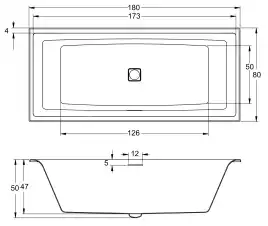 Акриловая ванна RIHO STILL SQUARE 180x80 прямоугольная B099001005