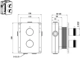 Смеситель для ванны Allen Brau Priority 5.31213-GB31 (с внутренней частью, 2 выхода) черный/золото