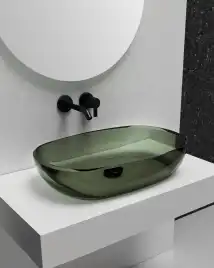 Раковина накладная ABBER KRISTALL 60х40х15,5 AT2805Vesuvian, овальная, оливковая