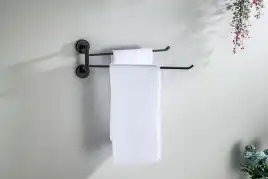 Держатель полотенец Aquatek Бетта AQ4613MB двойной, Черный матовый