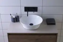 Раковина накладная Aquanet SMART-1 42х42х12,5 круглая, Белая глянцевая