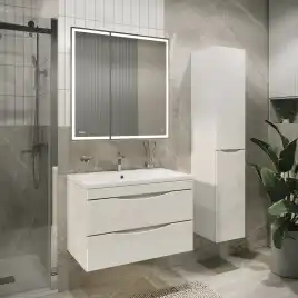 Тумба под раковину Grossman Виста 75 подвесная, белая глянцевая (107559)