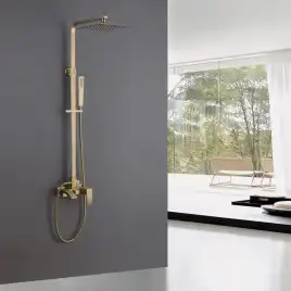 Душевая стойка ABBER Wasserfall AF8616G с изливом, золото матовое