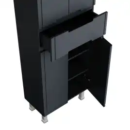 Шкаф-пенал для ванной FAURAplus Izabel 60, напольный, универсальный, Графит матовый