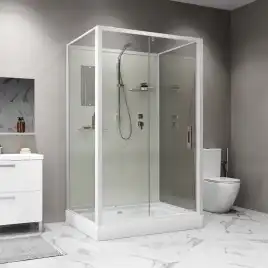Душевая кабина Niagara Standart 100х80 ST100/80/15Q/BK низкий поддон, белый профиль, без крыши