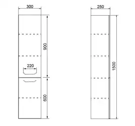 Шкаф-пенал Azario Ника 30 CS00080414, подвесной, Белый глянцевый