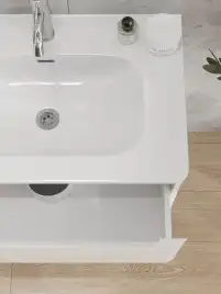 Тумба с раковиной FAURAplus, Lotos 60-2 напольная, белая, глянцевая