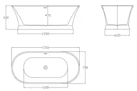 Акриловая ванна BelBagno 170х79 BB402-1700-790, отдельностоящая, Белая глянцевая