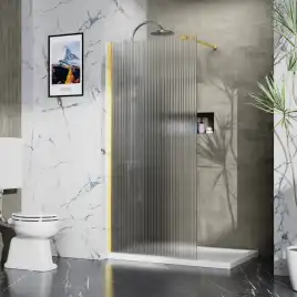 Душевая перегородка Azario Walk-in 90 AZ-251-90-BGL-CRF стекло 8 мм рифленое, профиль Золото матовое