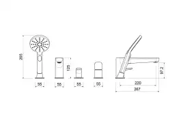 Смеситель на борт ванны Aquatek Бетта AQ1148MB, однорычажный, с внутренней частью, Черный матовый