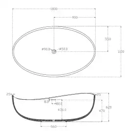 Акриловая ванна Abber 180х110 AB9239, отдельностоящая, Белая глянцевая