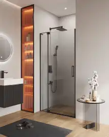 Душевая дверь в нишу CEZARES SLIDER-B-1-90/100-C-NERO стекло Прозрачное, профиль Черный