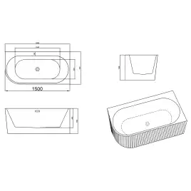 Акриловая ванна Azario LAGO GARDA 150х75 AZ-6724-A2 R 15075, асимметричная, правая