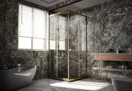 Душевой уголок Veconi Premium Trento 120х90 PTC20-G-12090-01-C4, стекло Прозрачное профиль Брашированное золото