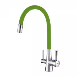 Смеситель для кухни Lemark Comfort LM3075C-Green с подключением к фильтру с питьевой водой, Хром / Зеленый