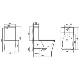 Унитаз-компакт Azario Terra AZ-6003-A напольный, безободковый, со смывом Торнадо, в комплекте с бачком и сиденьем микролифт, Белый глянцевый