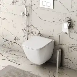 Подвесной унитаз Grossman GR-4497SQC безободковый, смыв торнадо, Белый глянцевый