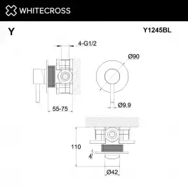 Смеситель для душа Whitecross Y black скрытого монтажа Черный матовый, Y1245BL