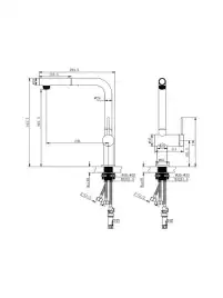 Смеситель для кухни AVS PureRiver 837-160-MS, Г-образный выдвижной излив, матовое серебро