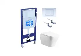 Унитаз с инсталляцией SET AQUATEK АМАДЕО cm-009 4в1 с сиденьем микролифт и Белой клавишей смыва