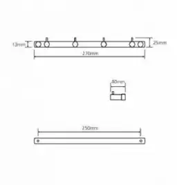 Планка с 4-мя крючками 27 см BEMETA DARK Черная матовая 104606100