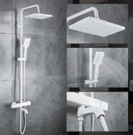 Душевая система Gappo G2491-8 с тропическим душем и термостатом, Белый / Хром