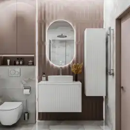 Шкаф-пенал для ванной Grossman Кристалл 35 подвесной, белый глянцевый (303545)