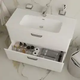 Тумба с раковиной IDDIS Brick 100, напольная, Белая, BRI10WFi95K