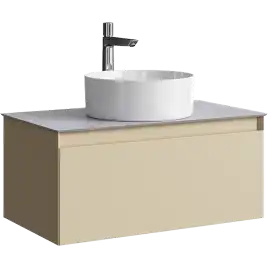 Тумба с раковиной подвесная Aqwella Geometria 80 GE01081MD+STG814X476GS, со столешницей серый камень, цвет морская дюна