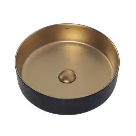 Раковина накладная ABBER BEQUEM 40х40х12 AC2109BG, круглая, матовое золото с черным