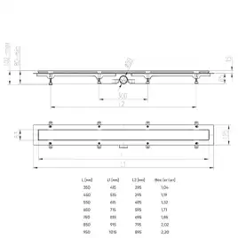 Душевой лоток Azario Klasik 85 см AZ-CH 850/50 KN с решеткой под плитку, Хром матовый