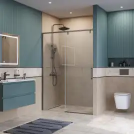 Душевая дверь BelBagno SOFT_CLOSE-1-BF-1-140-C-GM стекло прозрачное, профиль Оружейная сталь