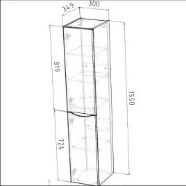 Шкаф-пенал для ванной Grossman Меркадо 32 подвесной, белый матовый (303284)
