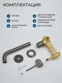 Смеситель для раковины AVS Pulse 811-002-GM встраиваемый, с внутренней частью, оружейная сталь