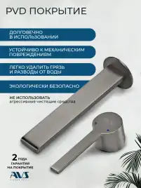 Смеситель для раковины AVS Elegant 811-402-GM встраиваемый, с внутренней частью, оружейная сталь