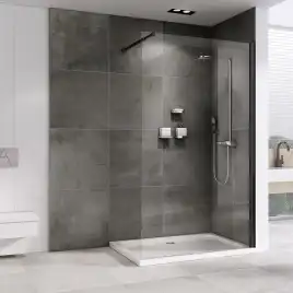 Душевая перегородка Abber Immer Offen 120 см, AG61120B8, профиль Черный, стекло Прозрачное