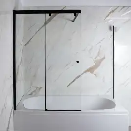 Шторка на ванну AVS Перла 100 L профиль черный матовый, стекло прозрачное, 803-0018-150-5249L-BM-T