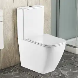 Унитаз напольный Azario LEVANTO AZ-1228A безободковый, с бачком и сидением микролифт, Белый глянцевый