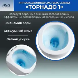 Унитаз подвесной AVS Спутник 801-0038-P-T1-MB безободковый, со смывом Торнадо, черный матовый
