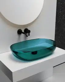 Раковина накладная ABBER KRISTALL 60х40х15,5 AT2805Aquamarin, овальная, бирюзовая