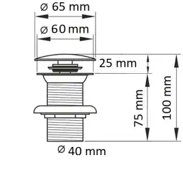 Донный клапан для раковины CeramaLux  RD026 с переливом, Черный матовый