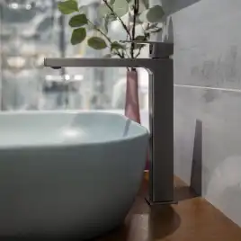 Смесители для раковины AVS Cube 811-201-GM высокий, оружейная сталь