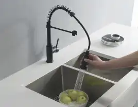 Смеситель для кухни Aquatek Европа AQ1387MB с выдвижной лейкой, Черный матовый